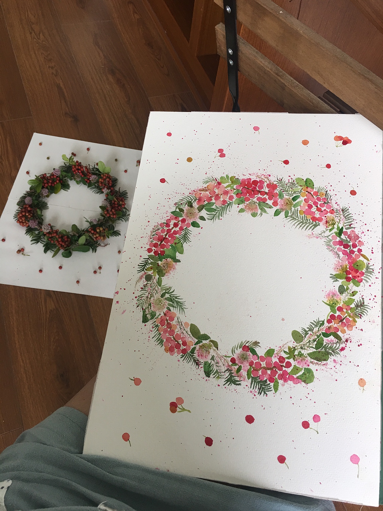 原创水彩花环（图ZOTMyNTIwNjg=） - 绘画 - 站酷设计师薄荷绿丶原创素材 - 站酷ZCOOL