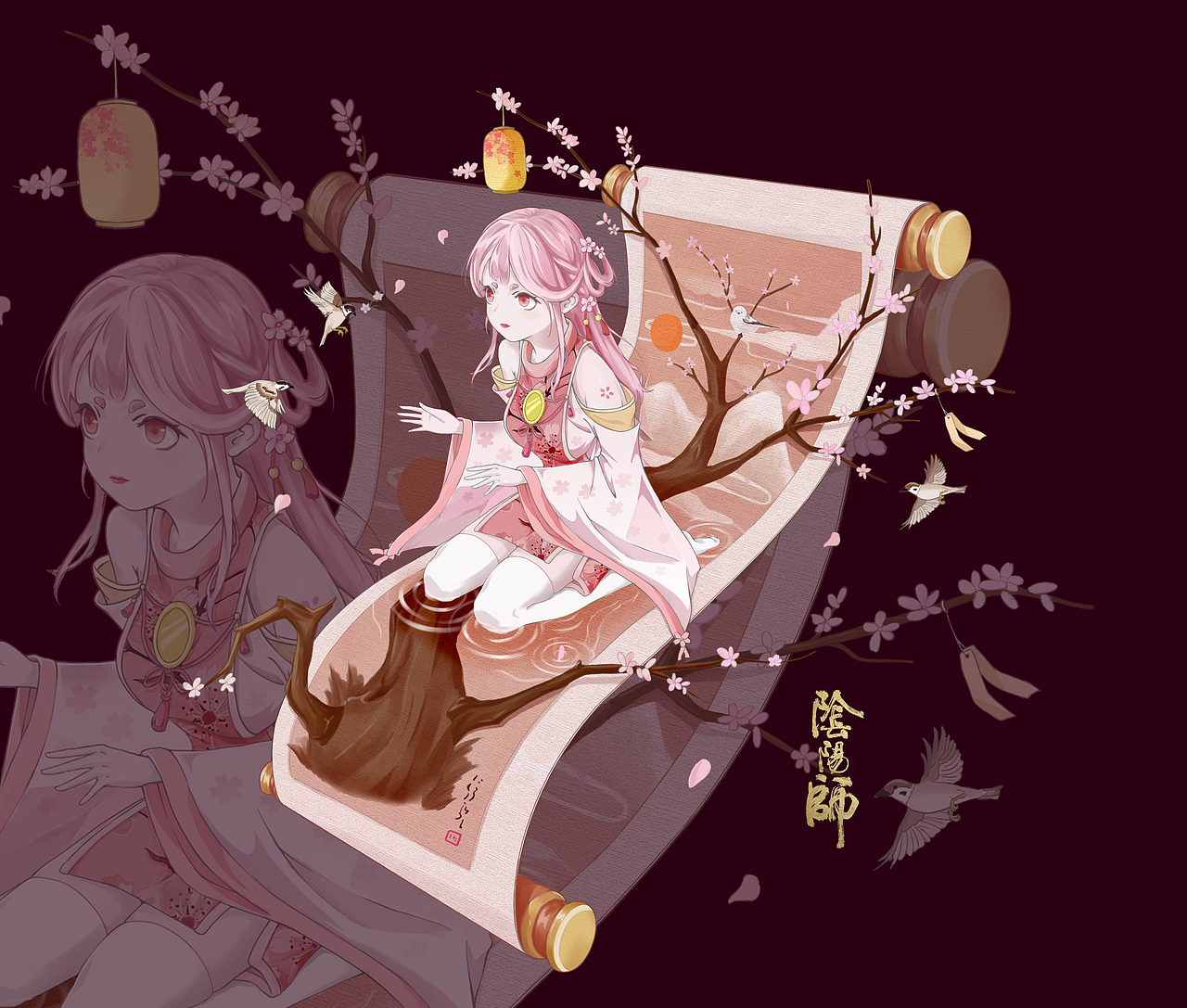花鸟卷—雀啼樱飞（图ZMTg3MjUxNTk2） - 商业插画 - 站酷设计师秋刀鱼Tono原创素材 - 站酷ZCOOL