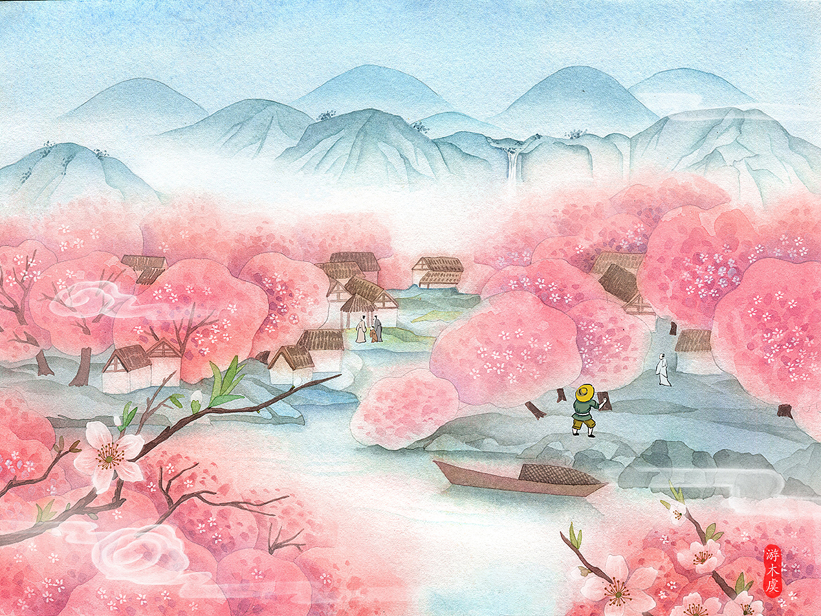 桃花源记|插画|商业插画|游木虞_原创作品-站酷zcool