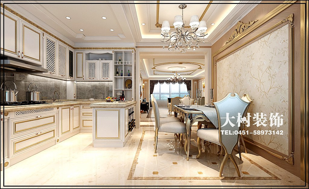 盛和世纪法式新古典130㎡装修效果图—哈尔滨大树装饰（图ZODA3MjQ4NTY=） - 家装设计 - 站酷设计师sean_宇琪原创素材 - 站酷ZCOOL