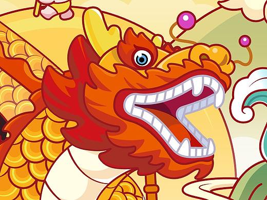 国潮卡通-跳舞金龙和七个小胖墩