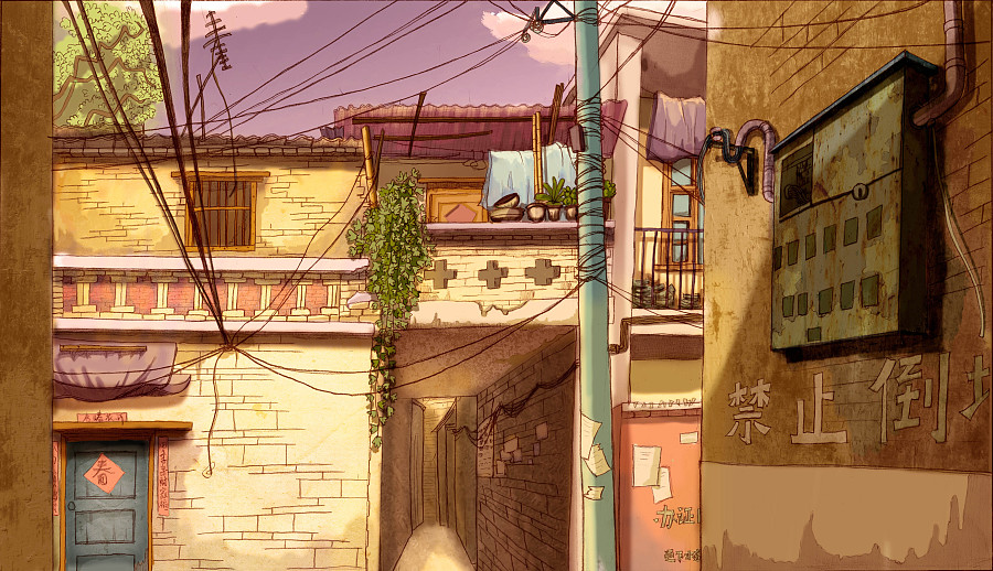 小巷|概念设定|插画|饲猫少女鸣 - 原创设计作品 - 站酷 (zcool)