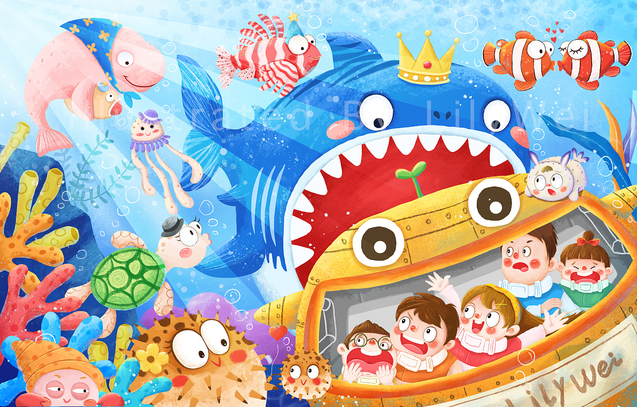 海底世界玩具拼图插画