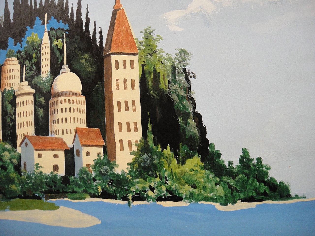 长沙市钓鱼岛美食城海景墙绘|插画|商业插画|大中华手绘墙 - 原创作品