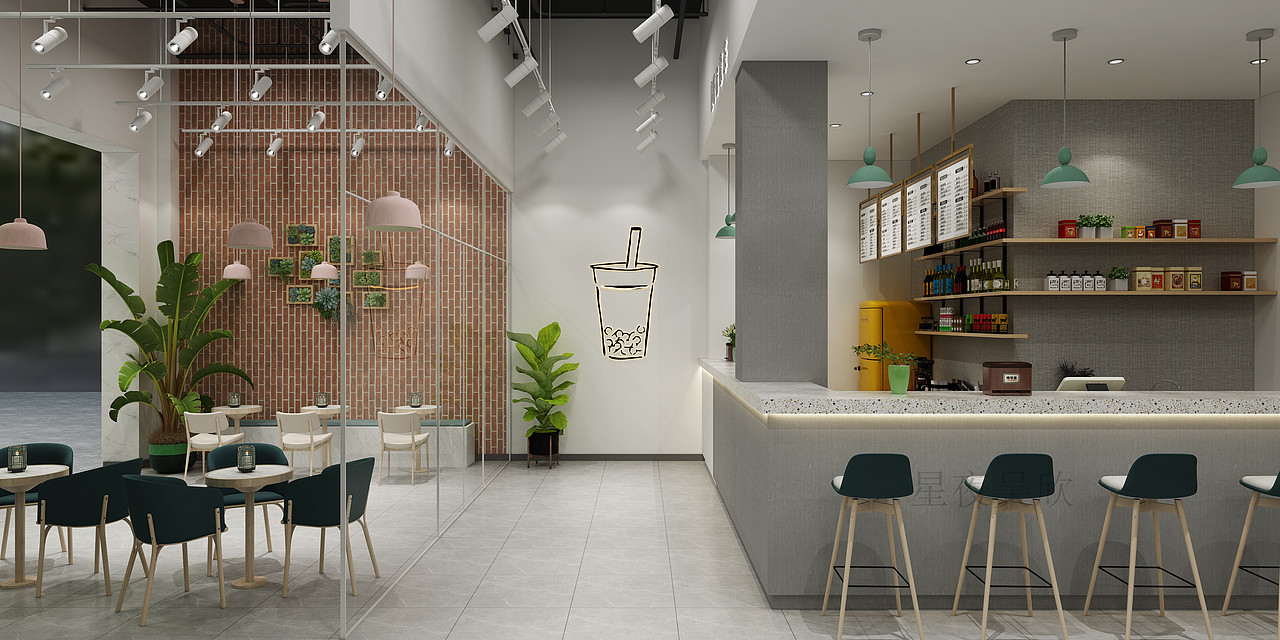 奶茶店效果图作品赏析