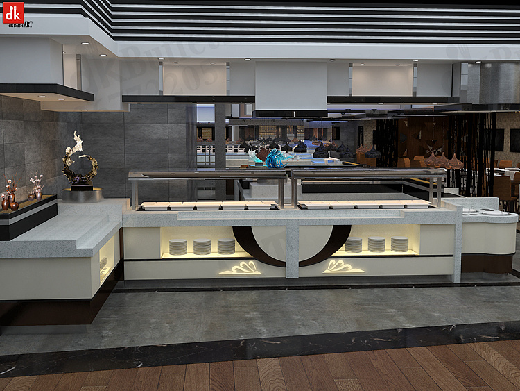 酒店布菲台用品 人造石餐台加工异型台面自助餐台定制