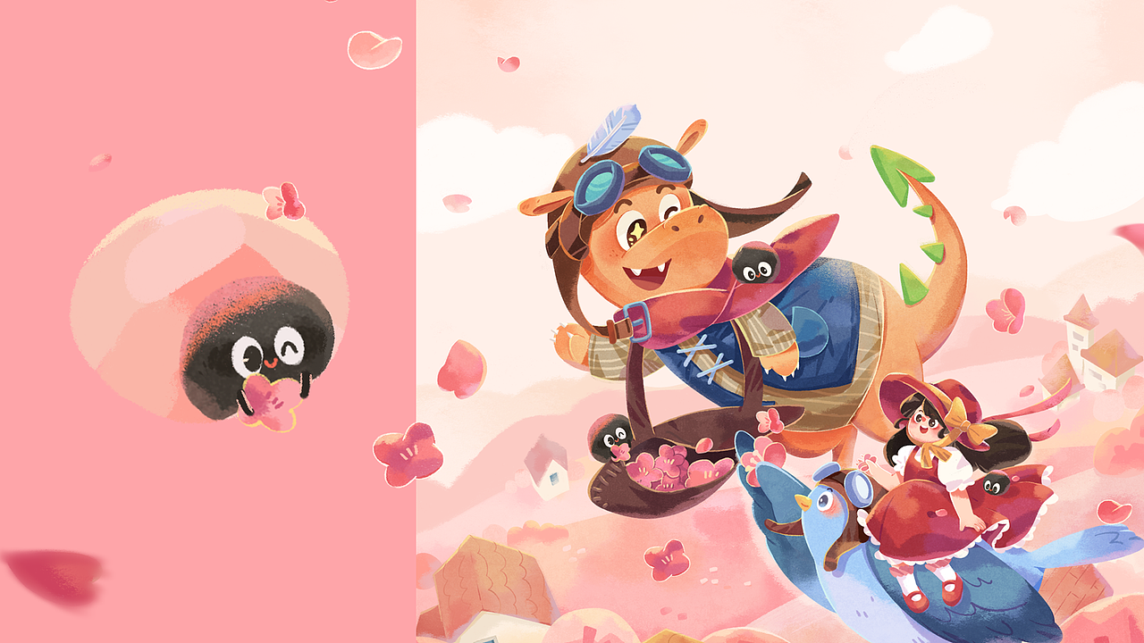 送樱花的女孩（图ZMjQ4OTM5NzM2） - 儿童插画 - 站酷设计师林夕同学原创素材 - 站酷ZCOOL