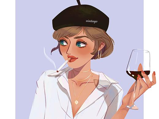 一个复古女孩（个人主页-ZNDY2MjkzMTI=） - 创作习作 - 站酷设计师阿金1108原创素材 - 站酷ZCOOL