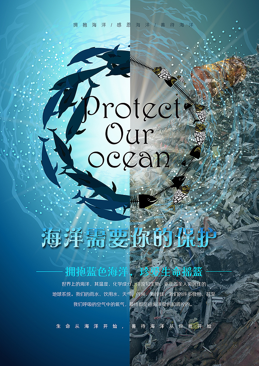 保护海洋海报设计理念图片