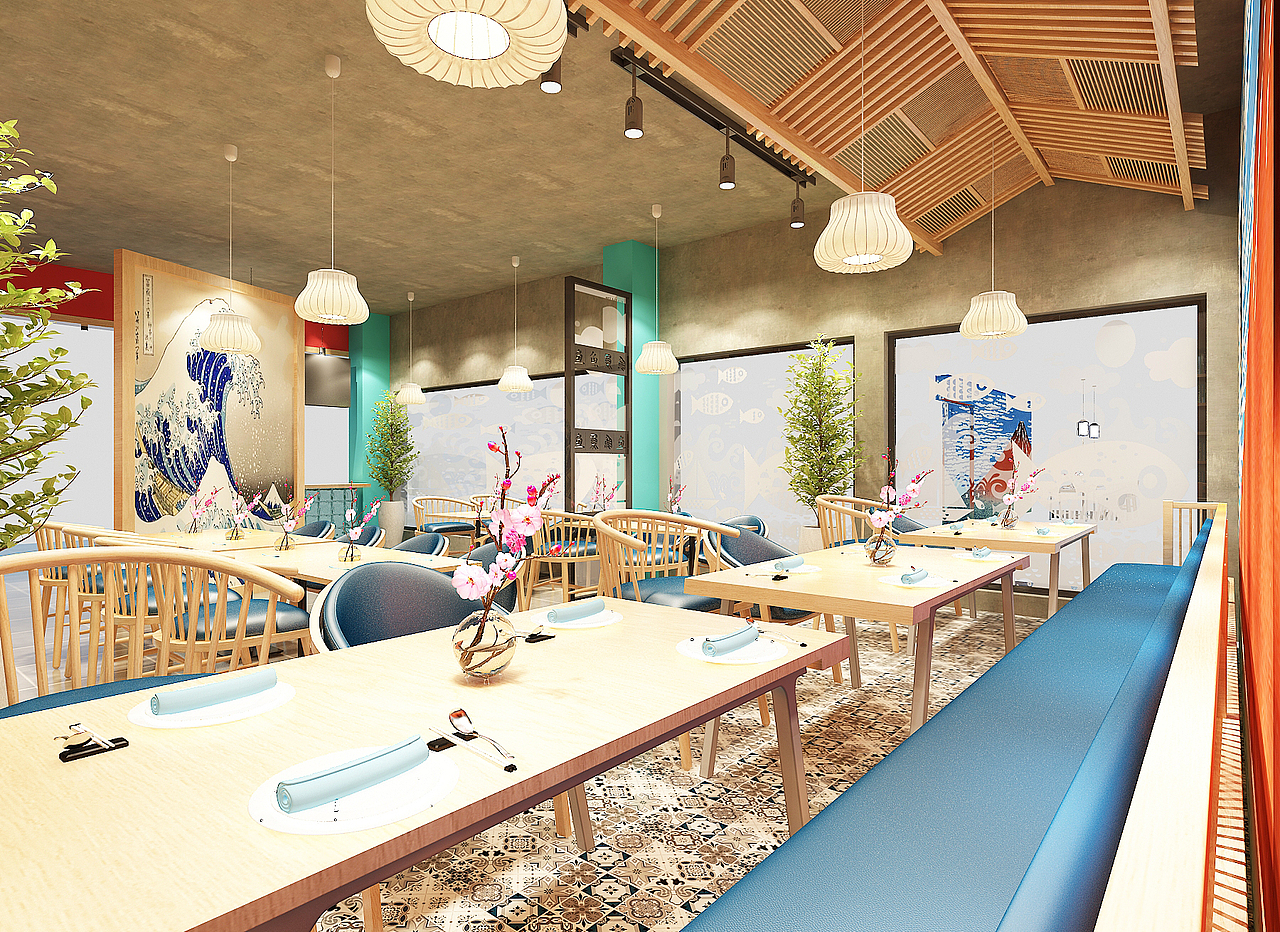 纸包鱼店面效果图 店面设计