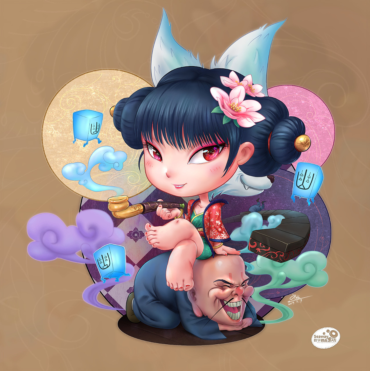 《白蛇缘起》宝青坊主q版插画 壁纸 绘画过程 动态展示