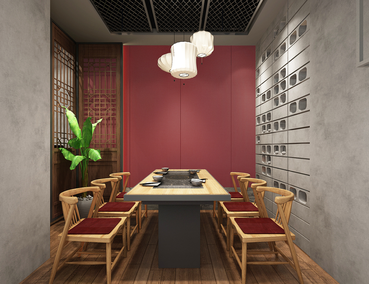 典雅中式风两居餐厅处屏风装修效果图- 中国风