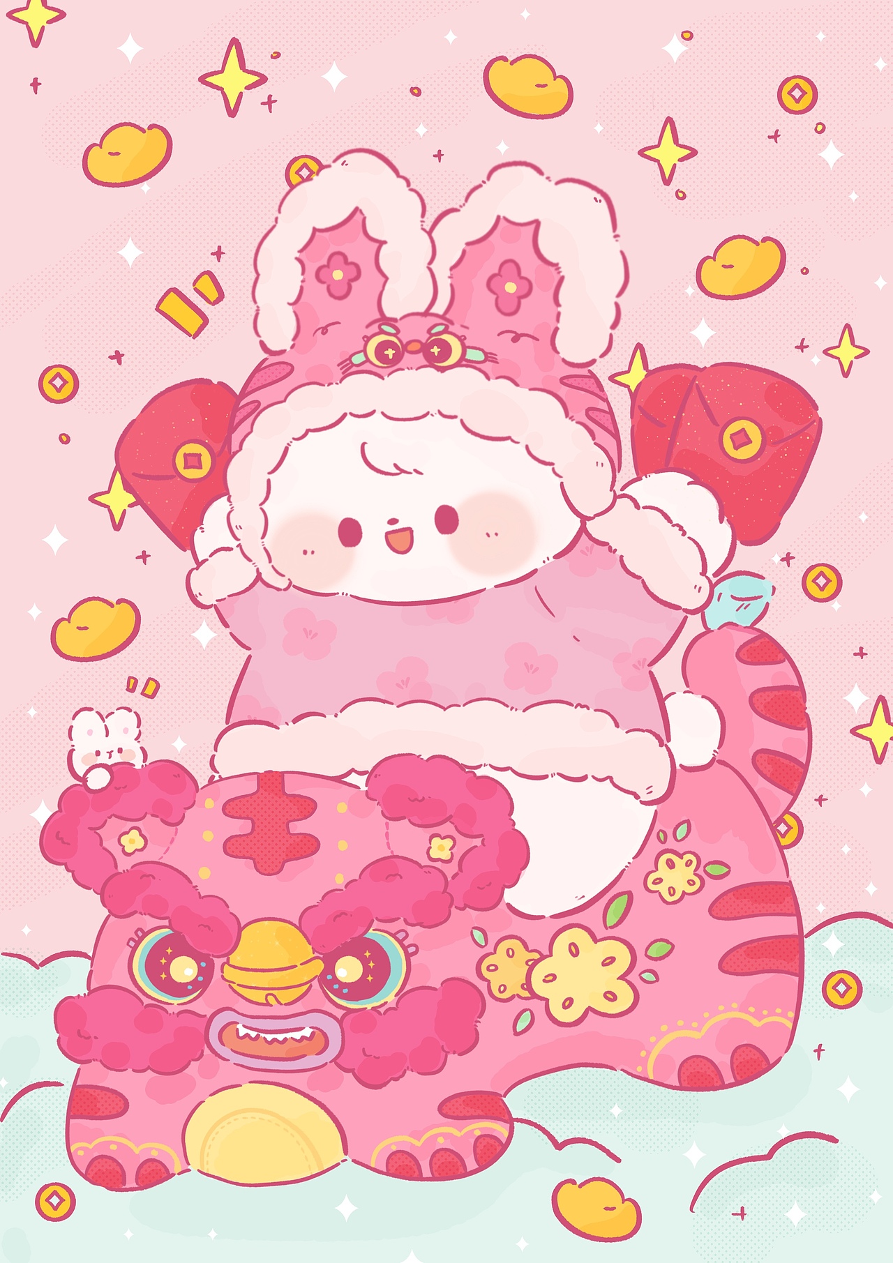 花仔兔新年贺图插画作品