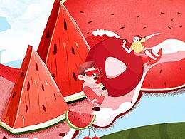 水果插画/西瓜插画