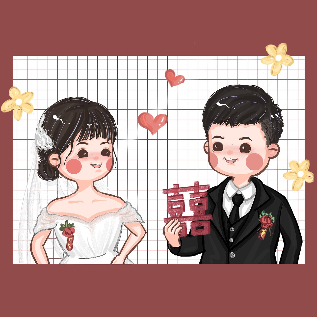 婚纱结婚照手绘