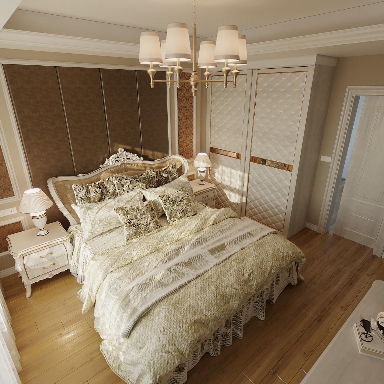 欧式风格浪漫暖色调豪华型120平米卧室卧室背景墙沙发效果图_齐家网装修效果图
