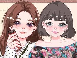 和閨蜜的手繪頭像