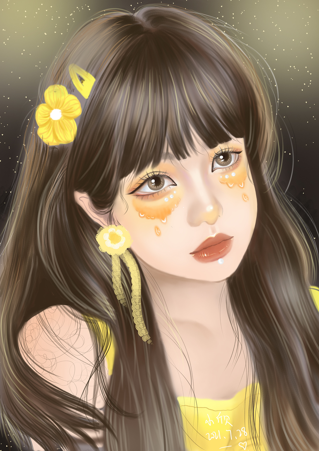 板绘头像 一个超没得的蜂蜜99少女|插画|绘本|爱画画的小欣子