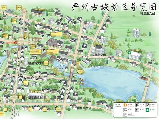 严州古城旅游导览图智慧语音手绘地图