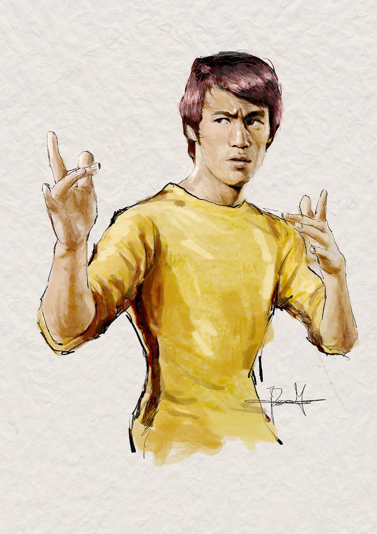 手绘李小龙brucelee