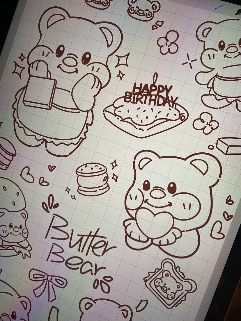 主打一个可爱|黄油小熊|拍纸本标签贴纸