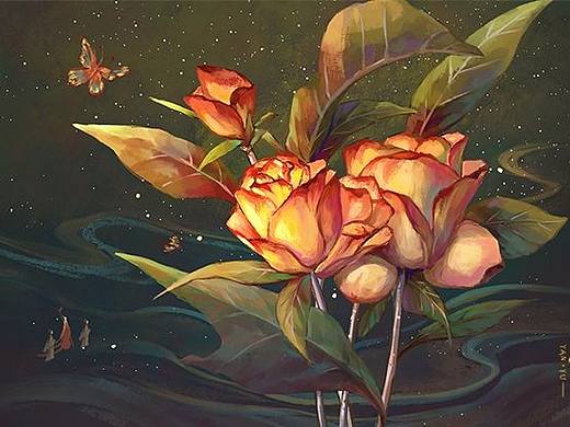 古风插画花卉