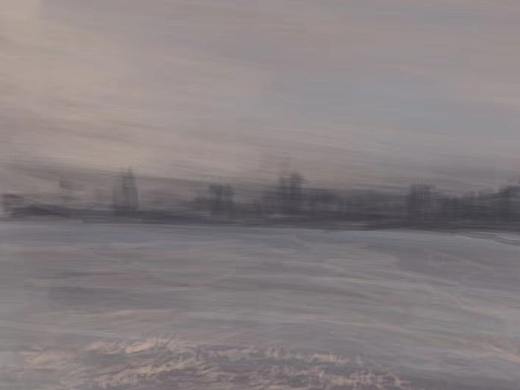 朦胧的凌晨风景插画