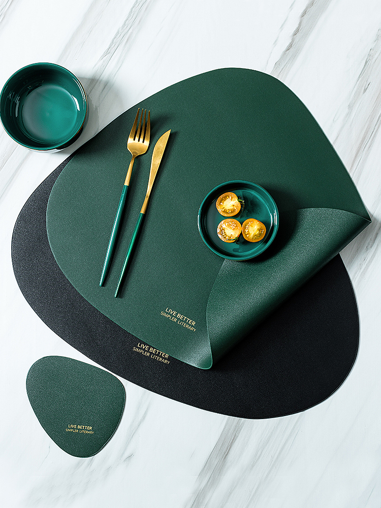 蛋形皮革餐垫 | 北欧西餐垫 隔热垫 皮垫摄影 南京摄影