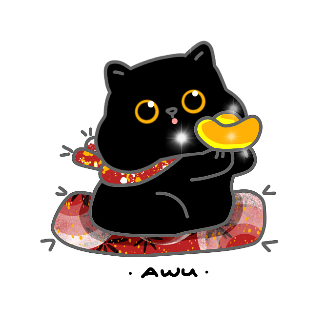 黑猫阿呜，招财猫主题（图ZMTUzMTI0OTA4） - 艺术插画 - 站酷设计师马豆子原创素材 - 站酷ZCOOL