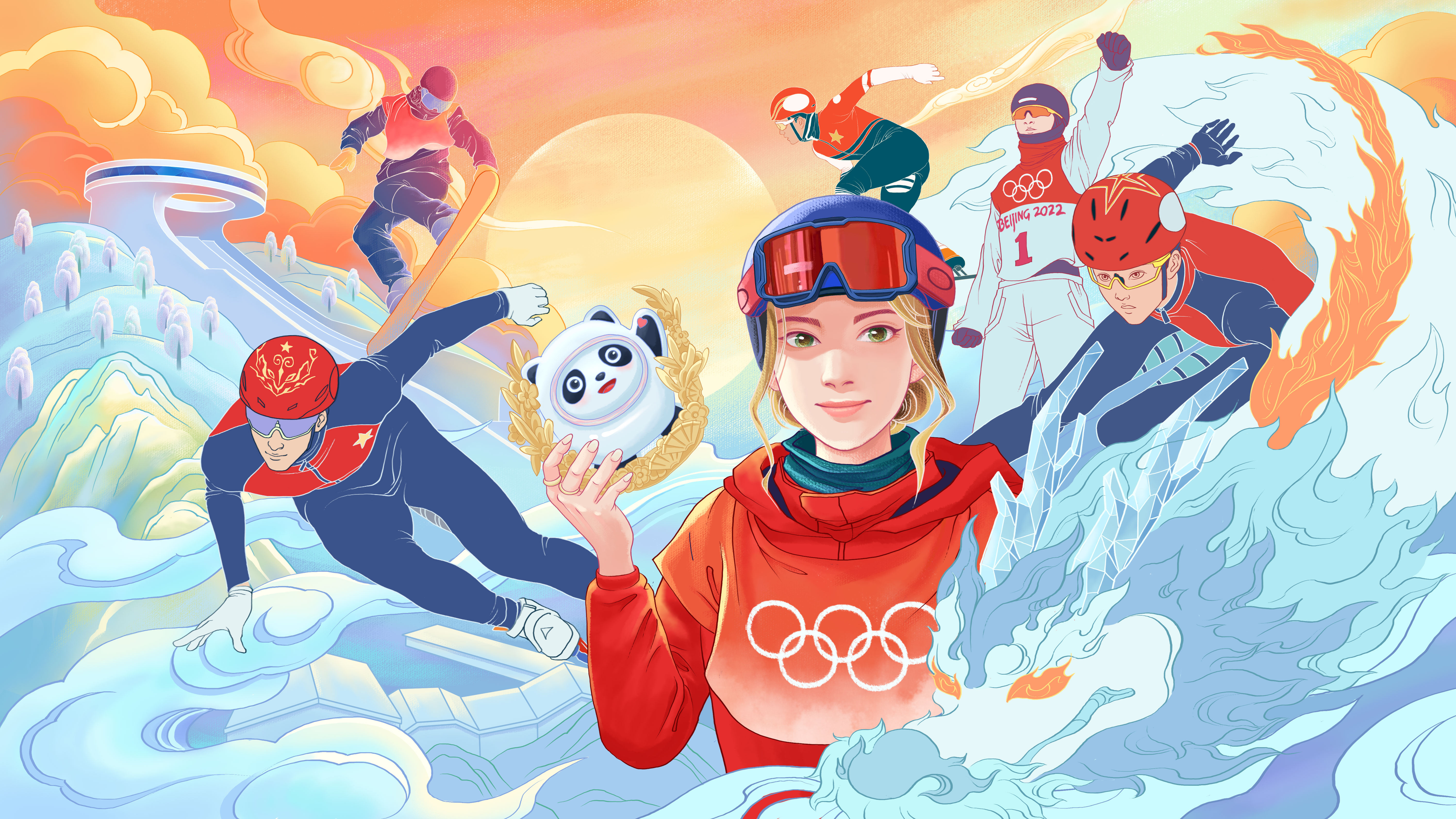 北京冬奥会人物漫画图片