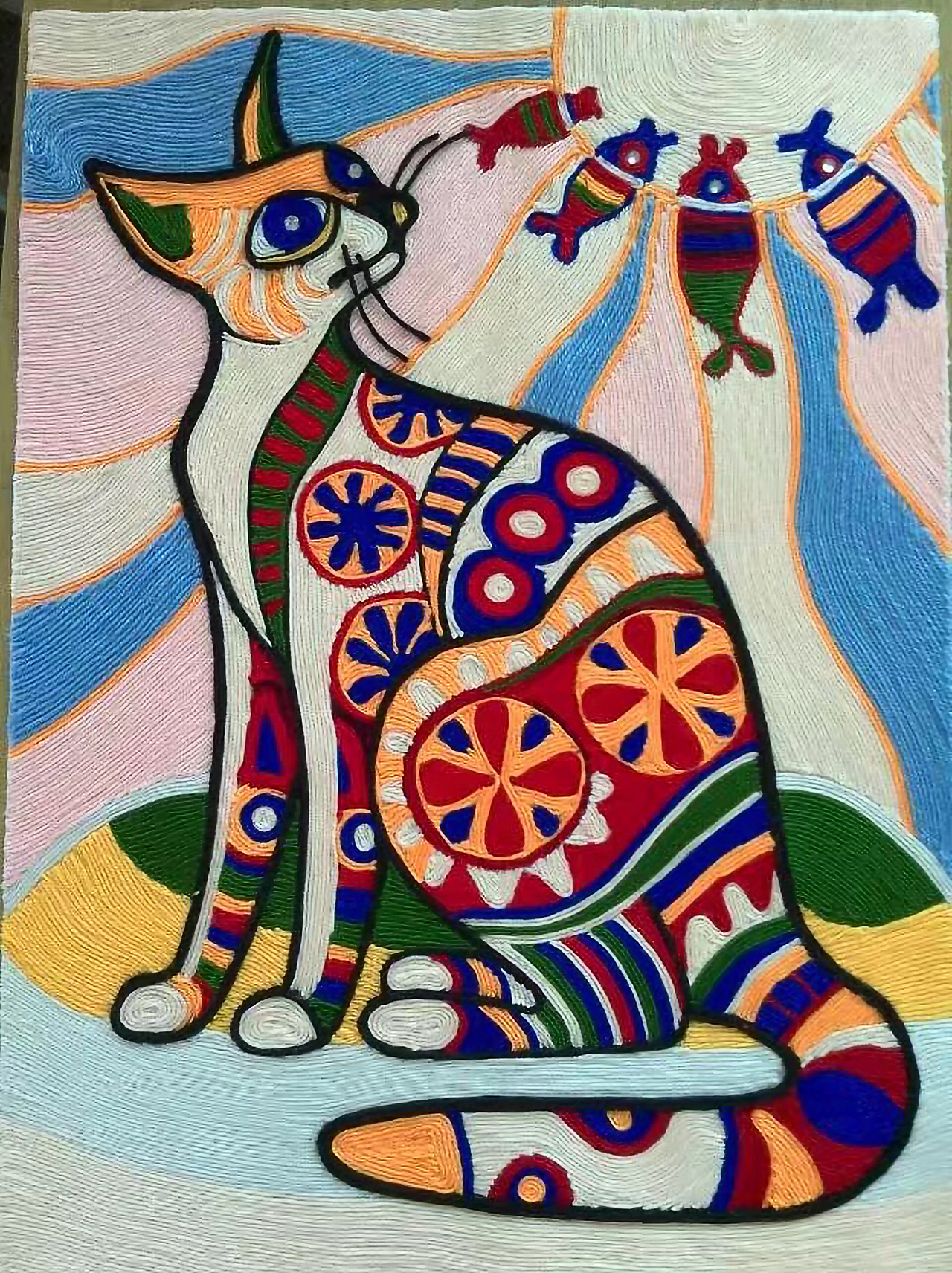 毛线粘贴画《猫》