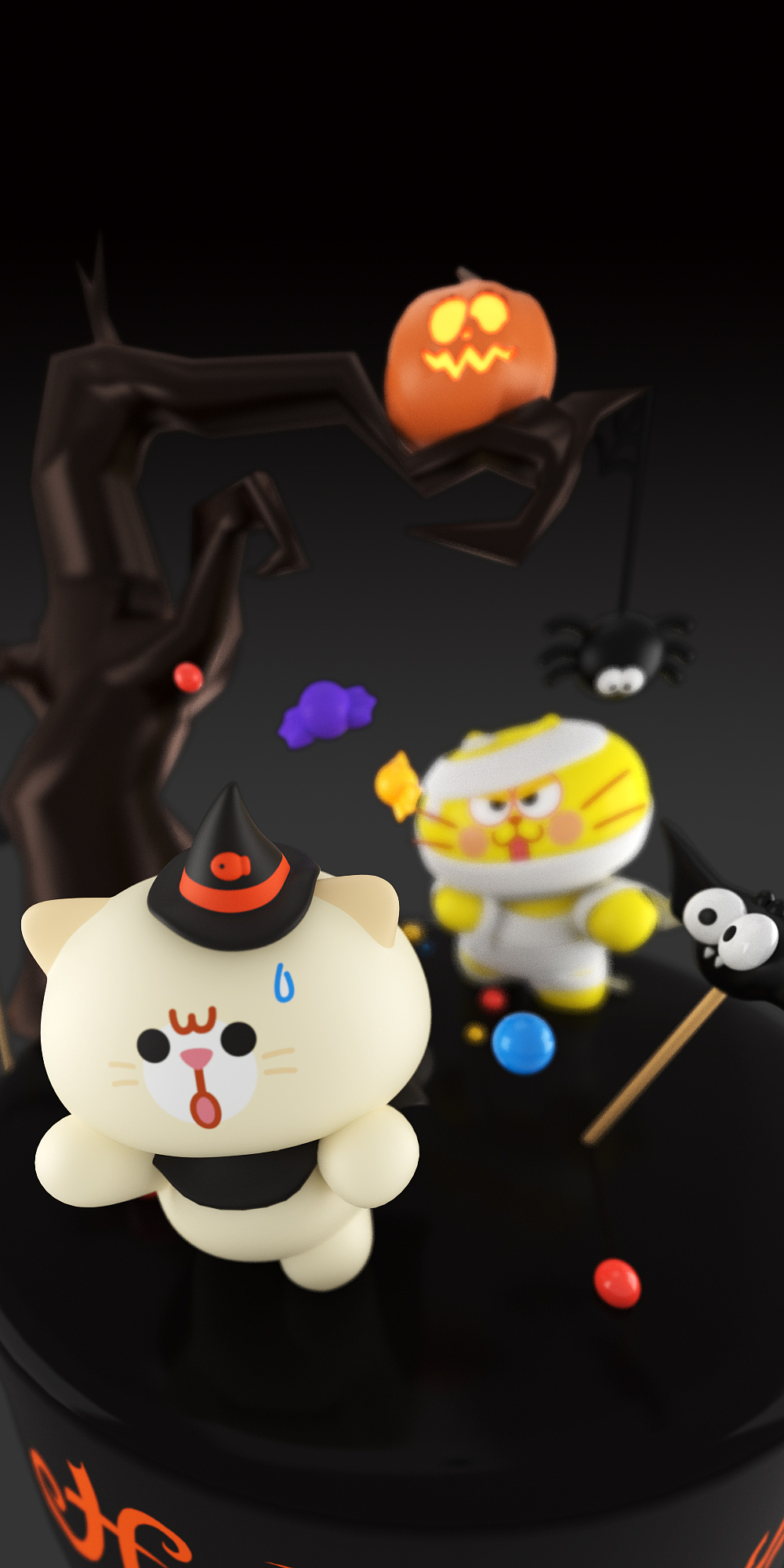 蛋黄猫万圣节恐怖大蛋糕