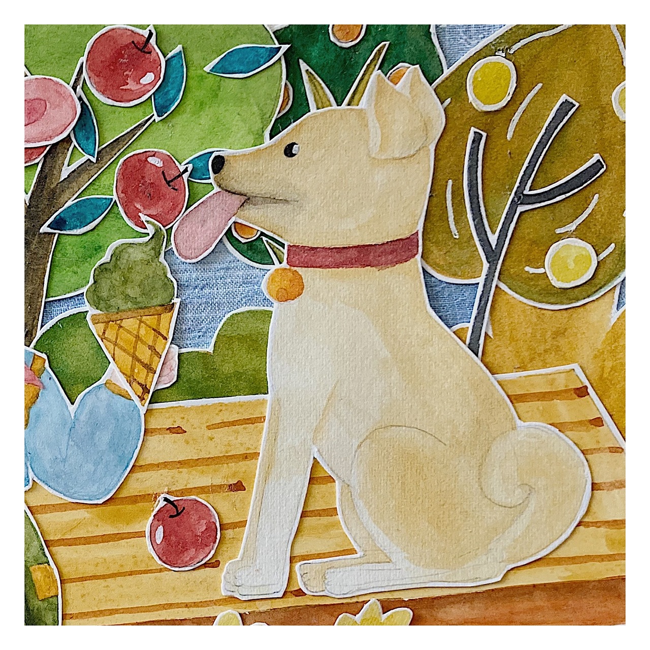 水彩拼贴立体儿童插画丨《你也想吃一口吗?》