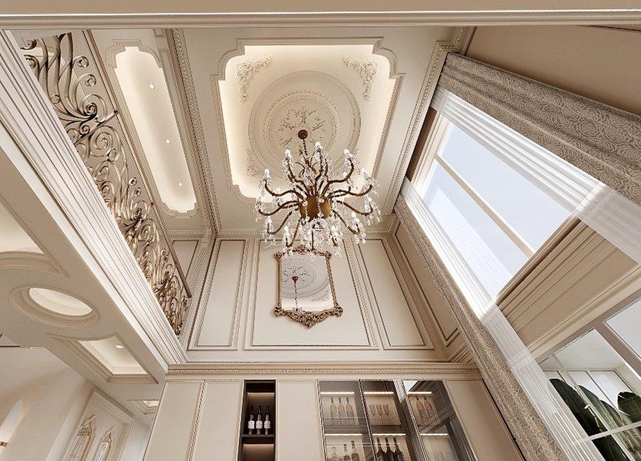 重庆九龙天颂跃层户型装修,法式混搭风格设计效果图