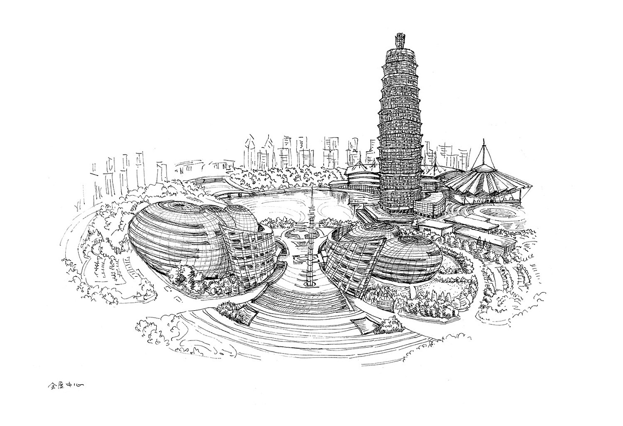 郑州大玉米楼绘画图片