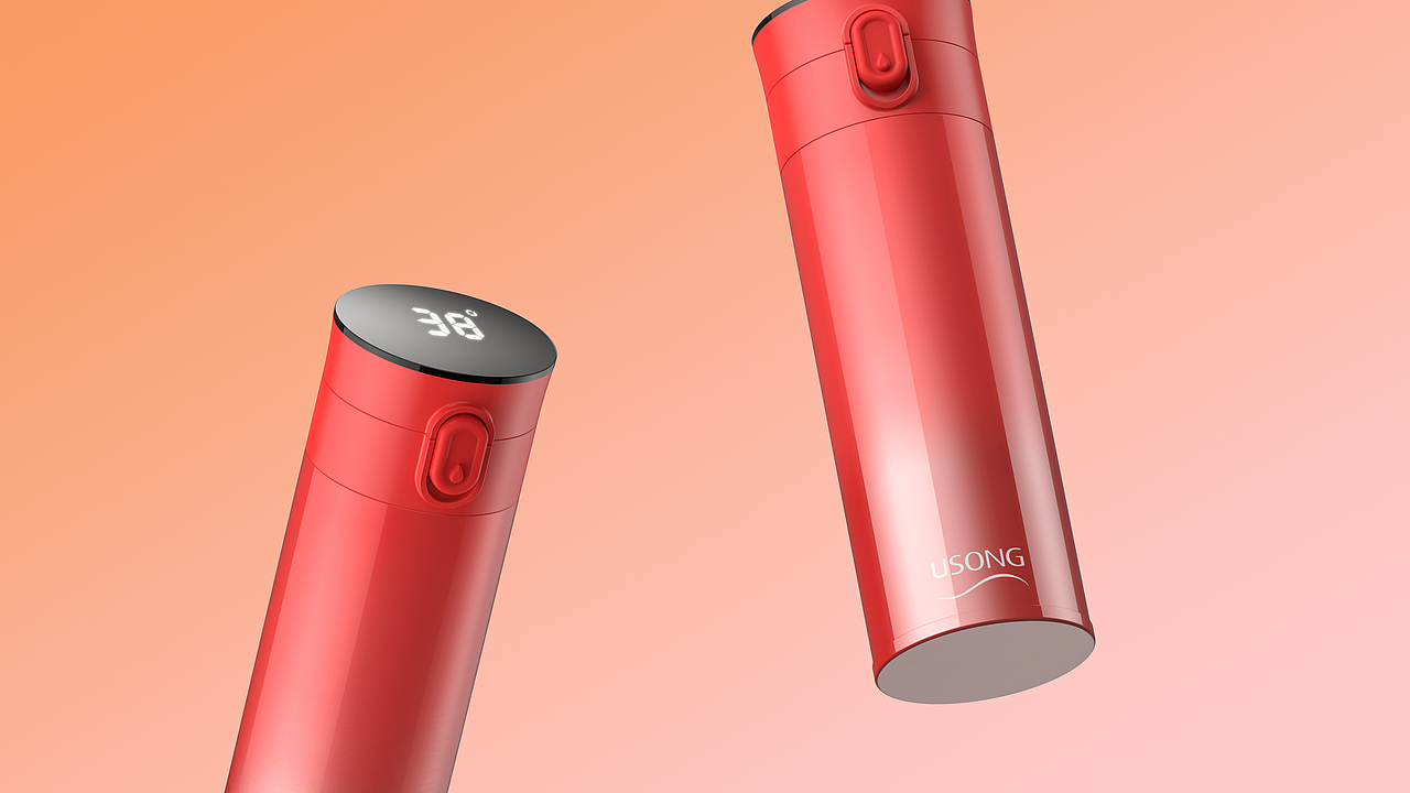 渐变色智显保温杯