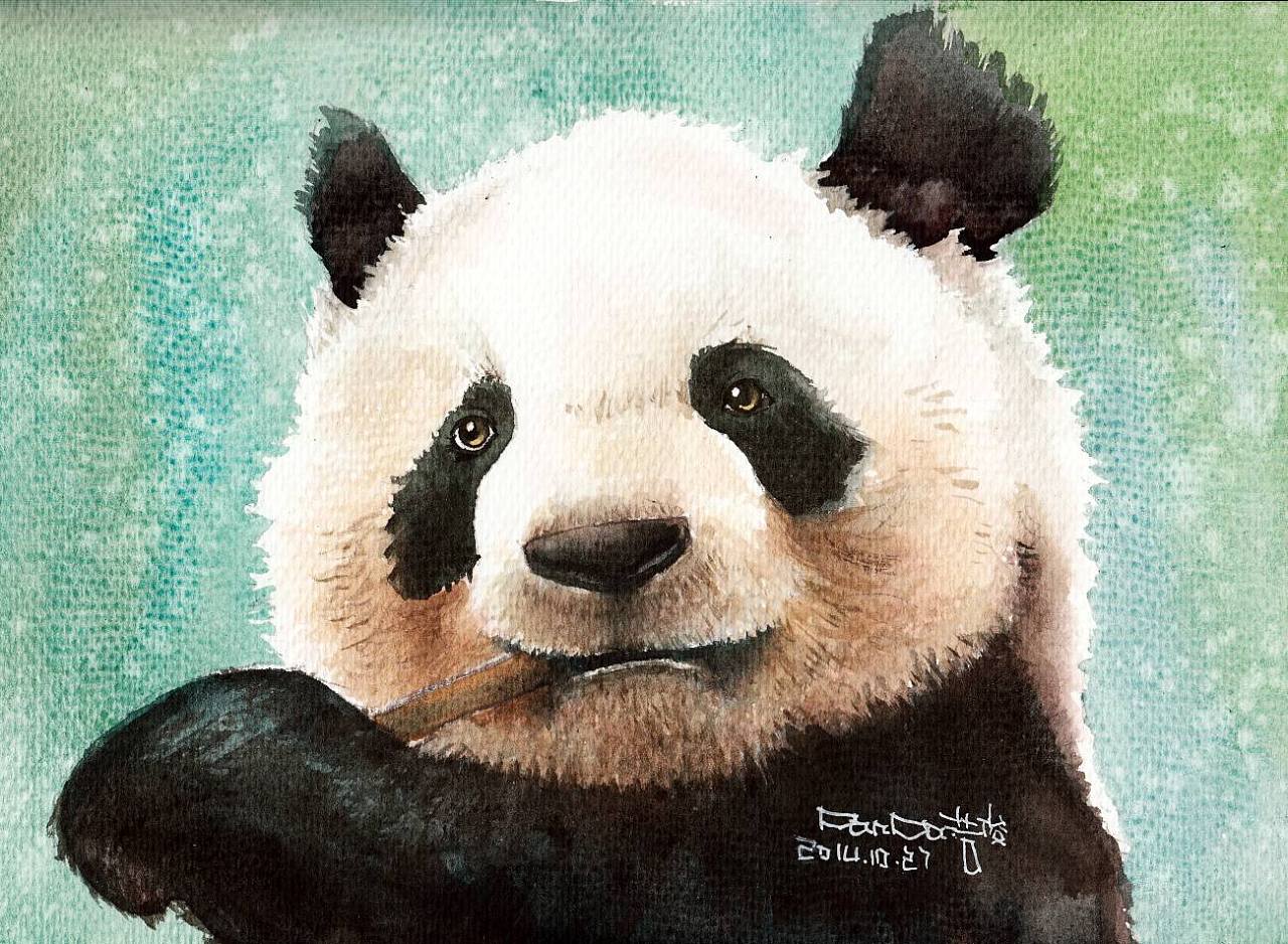 工笔重彩 插画形式 《嬉戏之熊猫系列》-纸本彩墨|纯艺术|绘画|萌萌的淡蓝西瓜 - 原创作品 - 站酷 (ZCOOL)