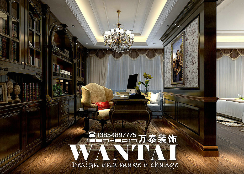 泰安装修-泰安润英美庐380平古典美式风格别墅装修案例（图ZMTE1NzYwODY0） - 家装设计 - 站酷设计师泰安小丁装修原创素材 - 站酷ZCOOL