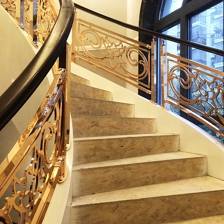 大量成品24k金铜楼梯扶手完工图片