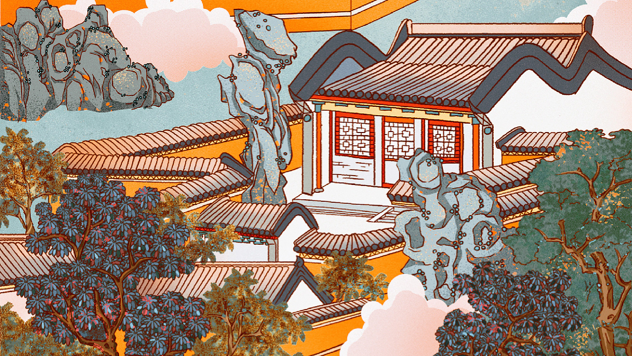 红楼梦系列之大观园（图ZMjQ3Njg2MDY0） - 商业插画 - 站酷设计师岳岳3点0原创素材 - 站酷ZCOOL