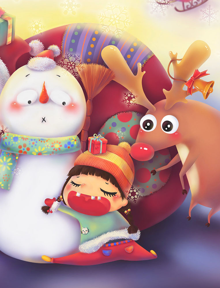 宝贝儿，圣诞快乐 ~☆（图ZMTI4NTkwMDg=） - 儿童插画 - 站酷设计师烨子爱画画原创素材 - 站酷ZCOOL
