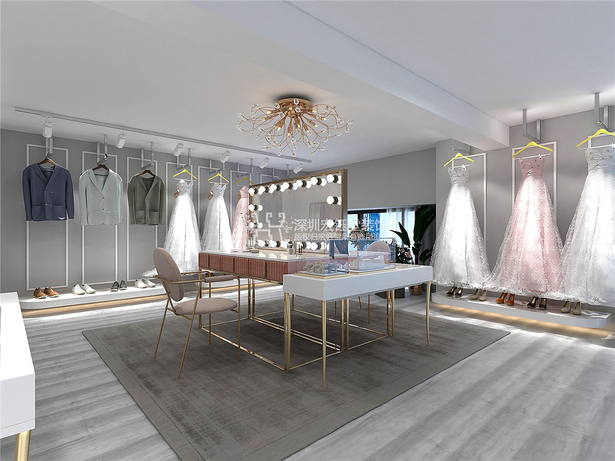 白色高级风格的Tiám婚纱礼服馆装修设计案例