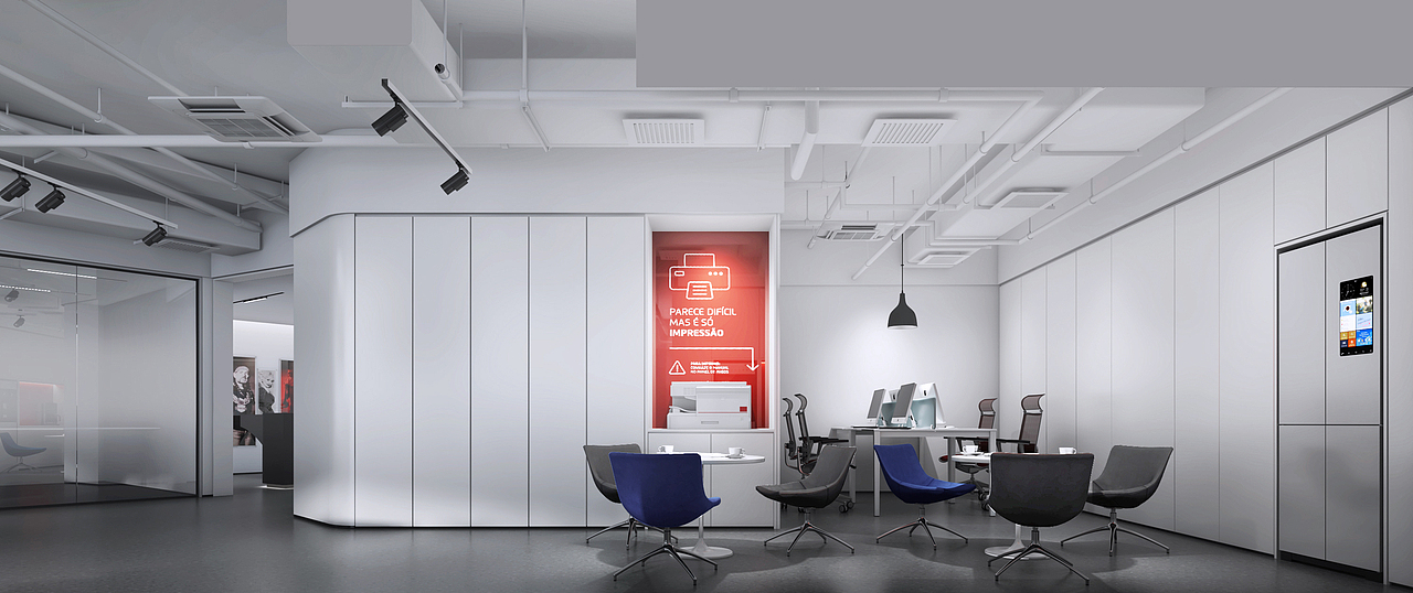 (打印区)另一个拐角的打印区,大大小小的包包衣帽有处可放,从此告别杂乱无章。红色的打印标图是不一样的色彩,却带来同样的温柔。