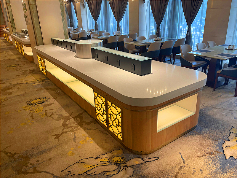 大理石移动布菲台自助餐台设备制作安装