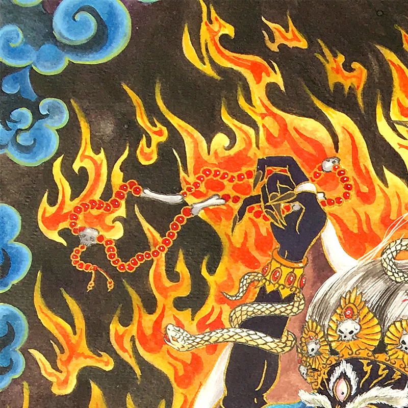 手绘六臂大黑天