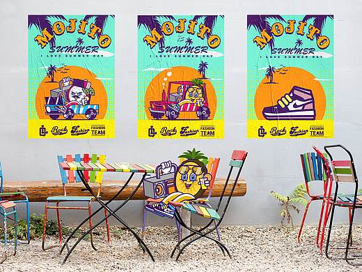 彩色街头涂鸦风格的图案设计练习