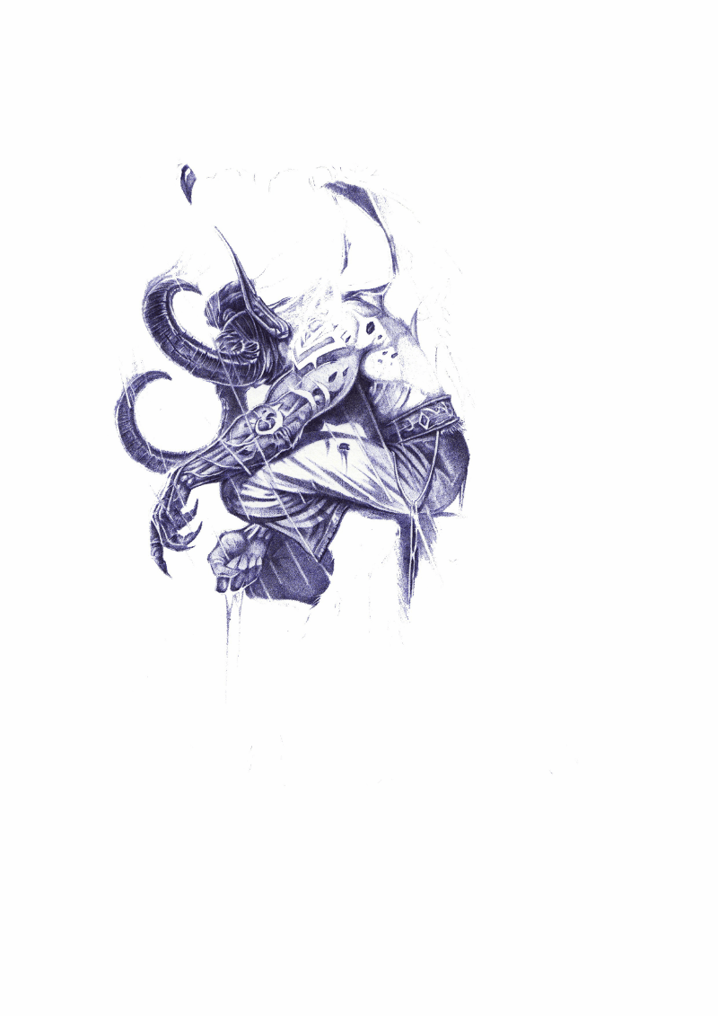 Y_Lovely《恶魔猎手 2014.10.19 晴天 毕》步骤 纯圆珠笔魔兽争霸（图ZMjMxNzQ0ODQ=） - 绘画 - 站酷设计师Y_Lovely原创素材 - 站酷ZCOOL