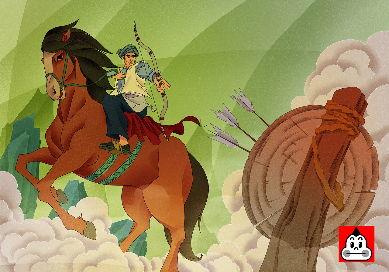 中国风插画连环画传统古典绘画风格阿诗玛片段