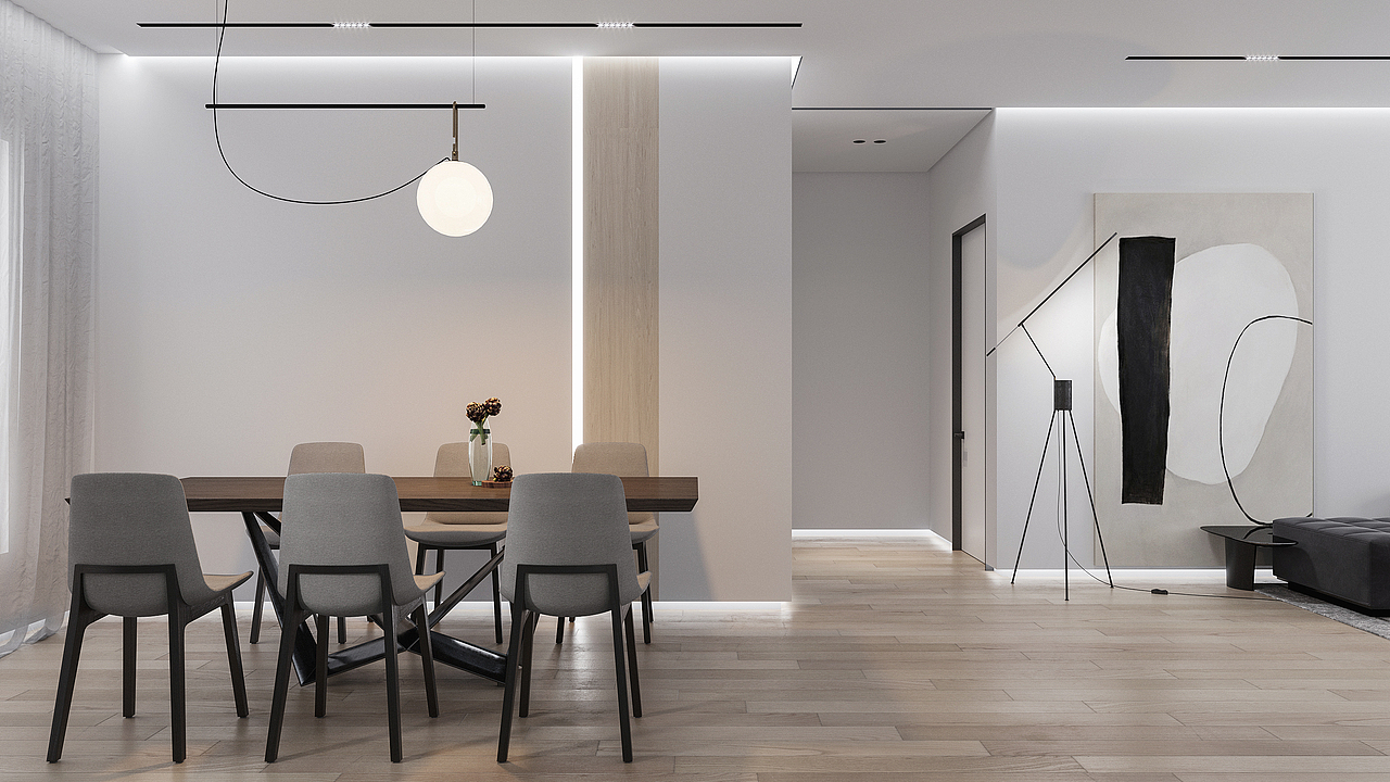 一套极简风格室内设计渲染