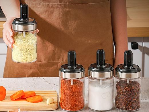 套装玻璃调味瓶勺盖一体调料瓶密封调料罐调味罐详情